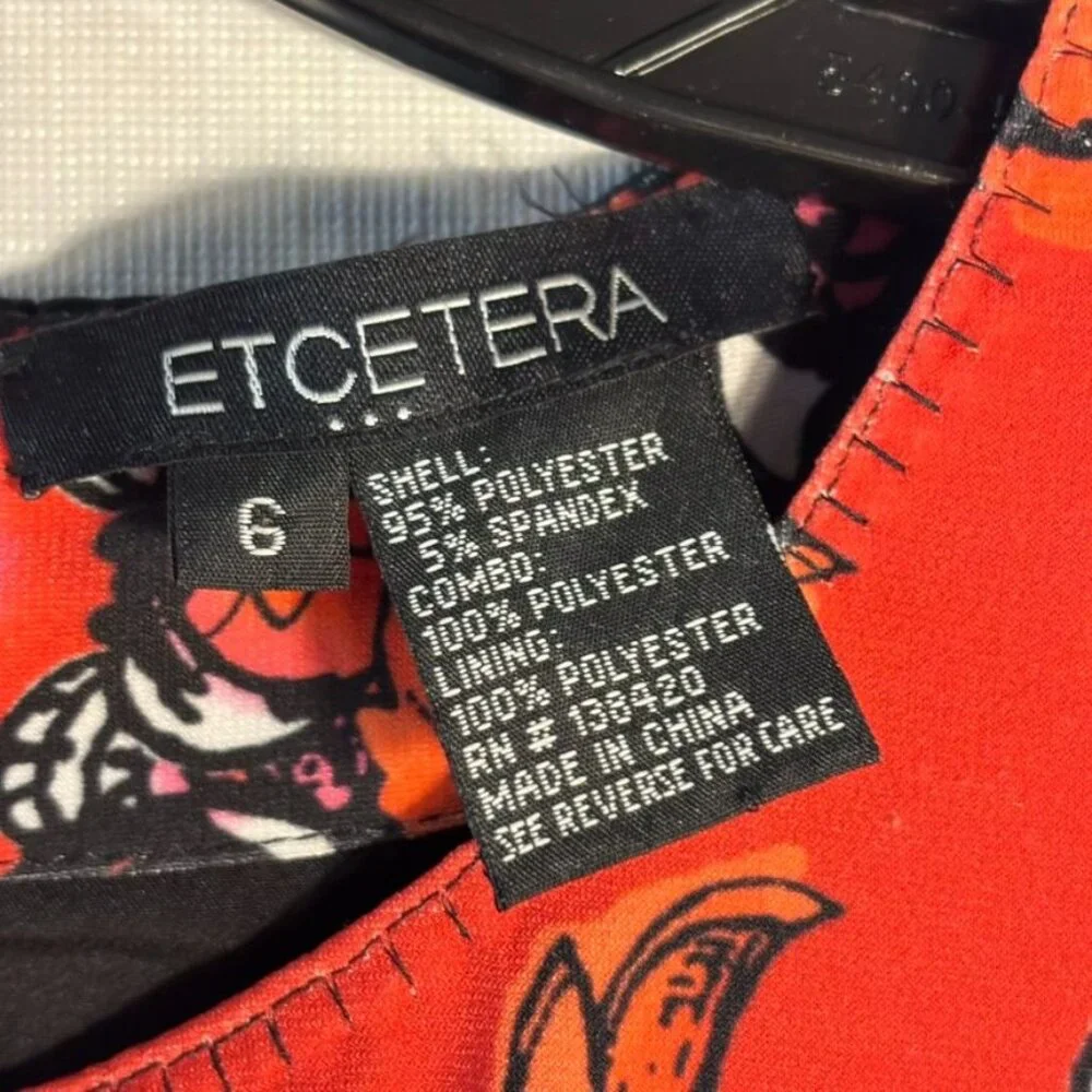 Etcetera Sleeveless Knee-Length Sheath Dress With Ornate Red & Black Floral Prin - Picture 14 of 16